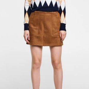 Zara Brown Mini Skirt with Pockets
